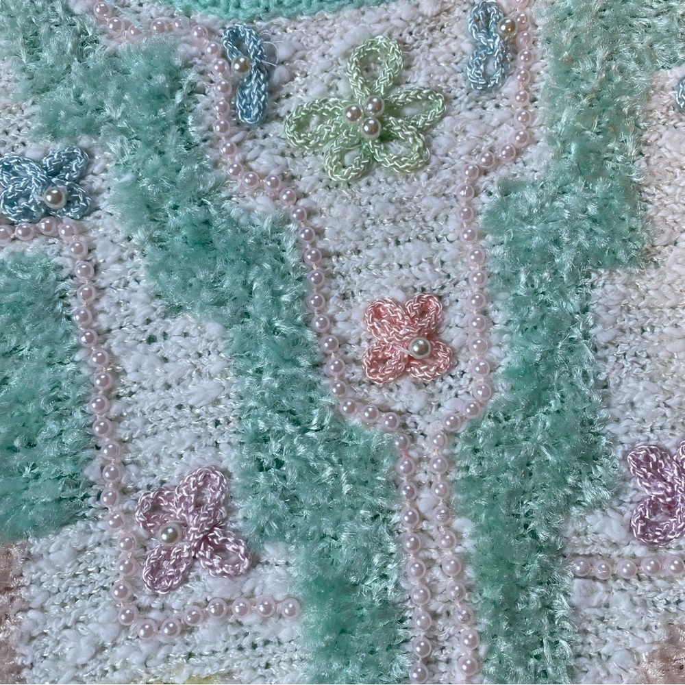 ❌SOLD🏷️Vintage Jaclyn Smith Fairy Granny Core Knitted Pastel Beaded Sweater - Picture 3 of 10